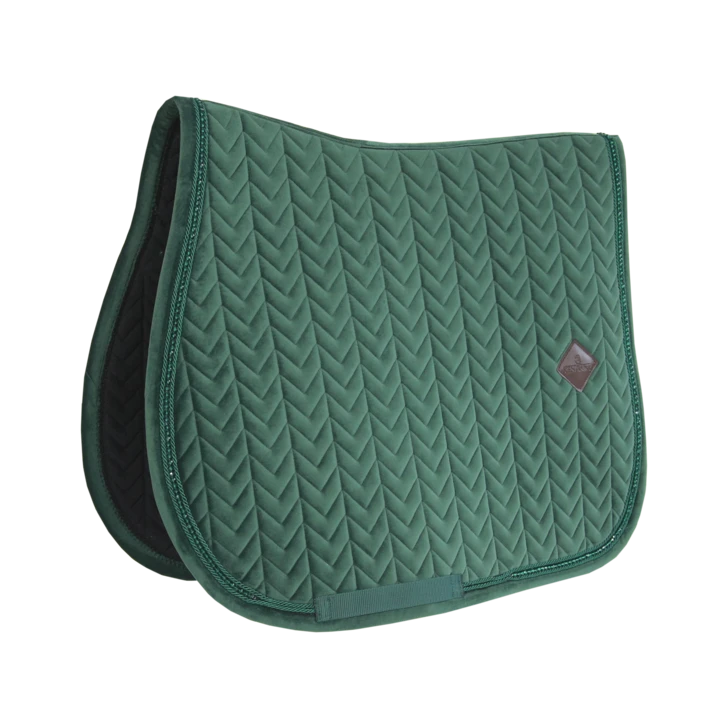 Kentucky Velvet Pearls Jump Saddle Pad Pine Green 1 Kentucky Velvet Pearls Jump Saddle Pad Pine Green