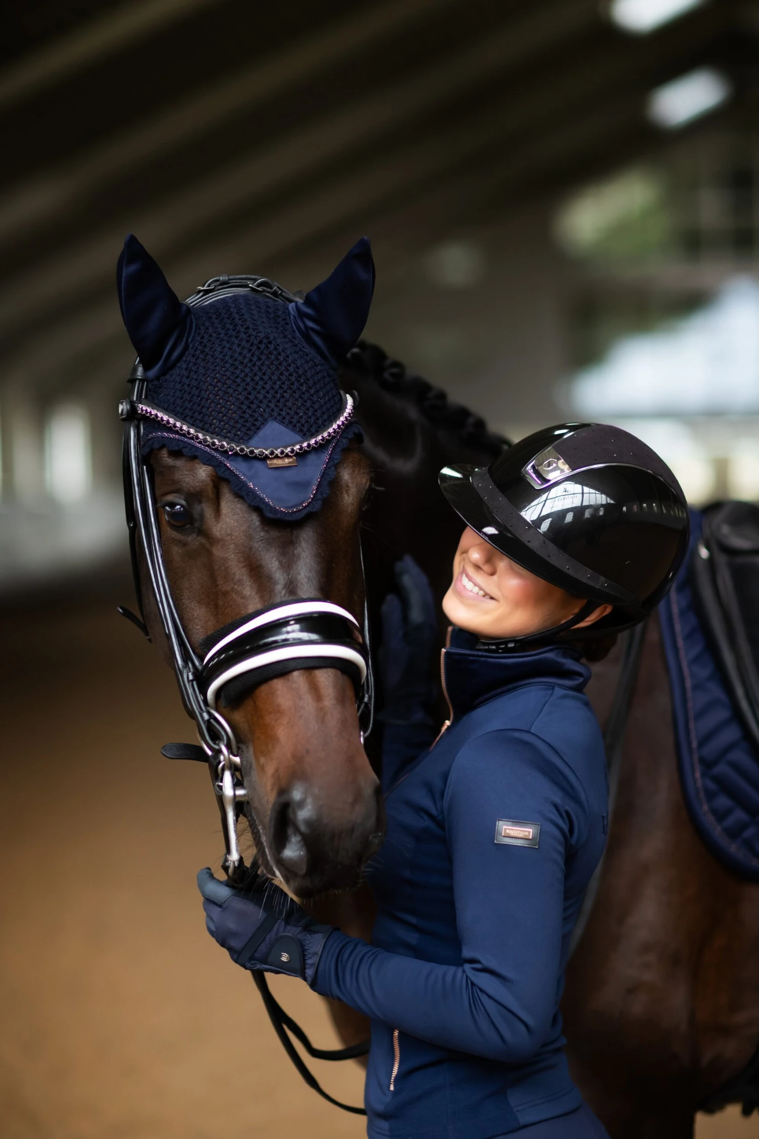 Equestrian Stockholm Modern Ear Bonnet Lagoon Blush 1 Equestrian Stockholm Modern Ear Bonnet Lagoon Blush