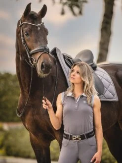 PS Of Sweden Floret Dressage Saddle Pad Grey -Equestrian Supplies MinnagreyandFloretpadgrey