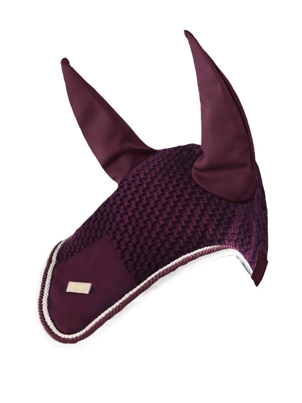Equestrian Stockholm Ear Bonnet Purple White Edge 1 Equestrian Stockholm Ear Bonnet Purple White Edge