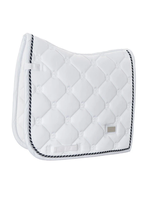 Equestrian Stockholm Dressage Saddle Pad White Perfection Navy 1 Equestrian Stockholm Dressage Saddle Pad White Perfection Navy