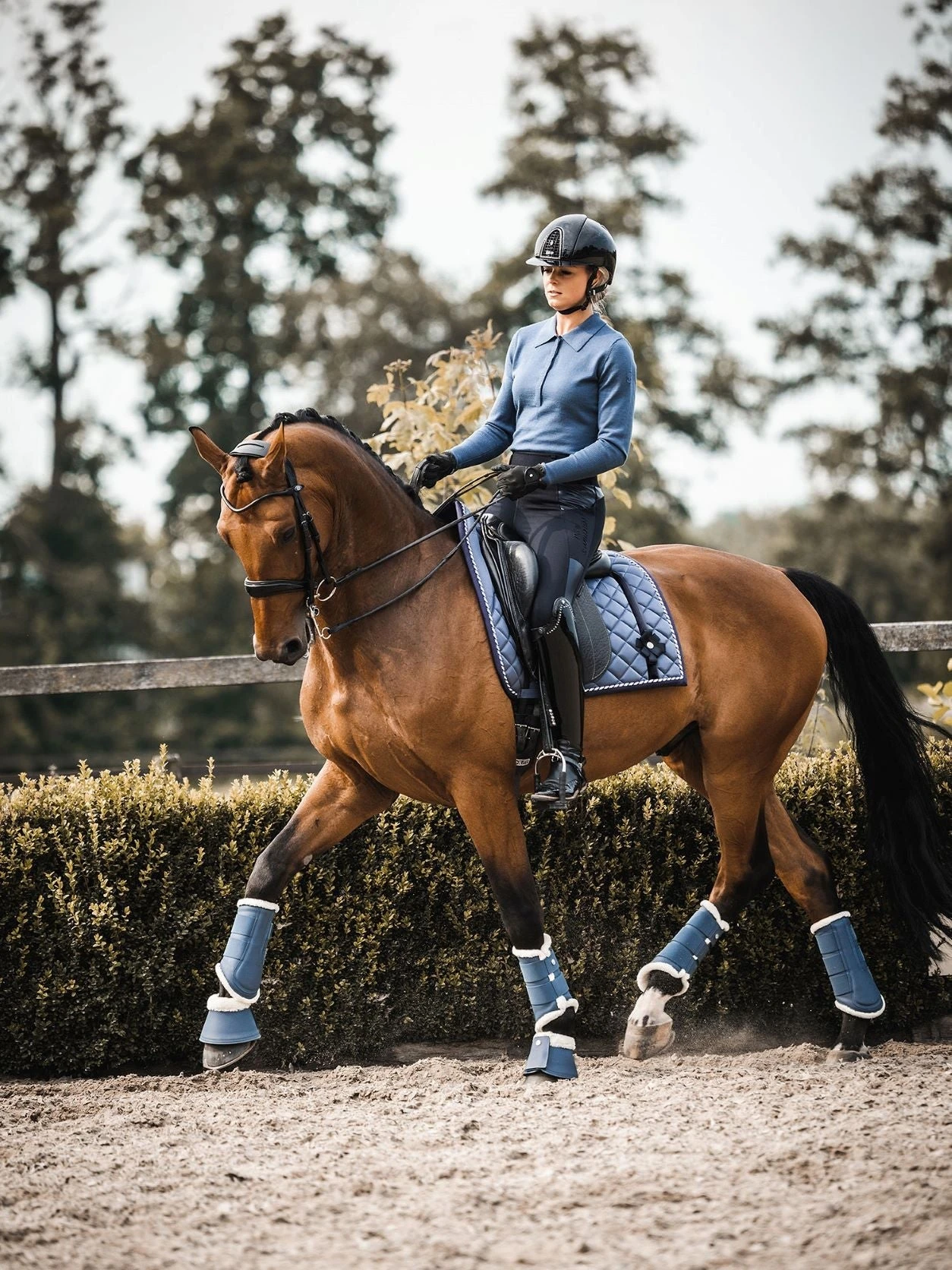 PS Of Sweden Diamond Bow Dressage Saddle Pad Dim Blue 2 PS Of Sweden Diamond Bow Dressage Saddle Pad Dim Blue - Image 2