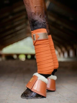 Equestrian Stockholm Fleece Bell Boots Bronze Gold -Equestrian Supplies bronze gold bandages equestrian stockholm 1 webb a1efb722 b25f 4690 8a3f d542120001fd
