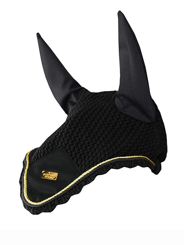 Equestrian Stockholm Ear Bonnet Black Gold 2 Equestrian Stockholm Ear Bonnet Black Gold - Image 2