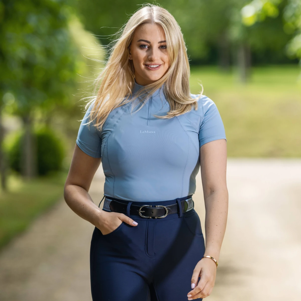 LeMieux Mia Mesh Short Sleeve Base Layer Denim 2 LeMieux Mia Mesh Short Sleeve Base Layer Denim - Image 2