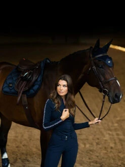 Equestrian Stockholm Jump Saddle Pad Modern Tech Navy -Equestrian Supplies modern tech navy jumping saddle pad hoppschabrak springschabrack spring zadeldekje on2