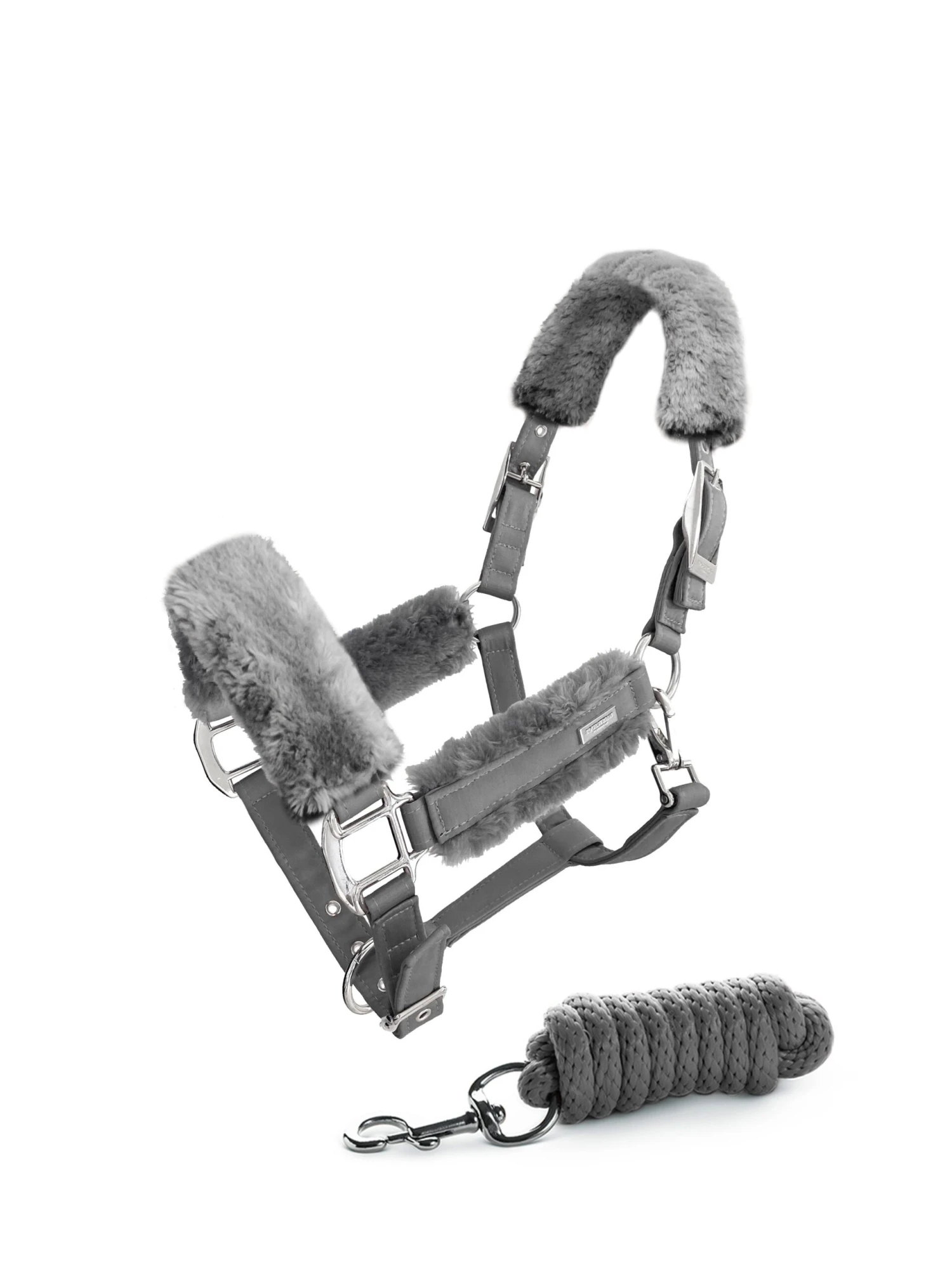 Equestrian Stockholm Fleece Headcollar & Lead Silver Cloud 1 Equestrian Stockholm Fleece Headcollar & Lead Silver Cloud