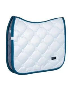 Equestrian Stockholm Dressage Saddle Pad White Blue Meadow 6 Equestrian Stockholm Dressage Saddle Pad White Blue Meadow -Equestrian Supplies white blue meadow dressage saddle pad dressyrschabrak zadeldekje cob e