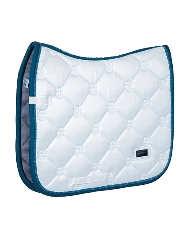 Equestrian Stockholm Dressage Saddle Pad White Blue Meadow 3 Equestrian Stockholm Dressage Saddle Pad White Blue Meadow - Image 3