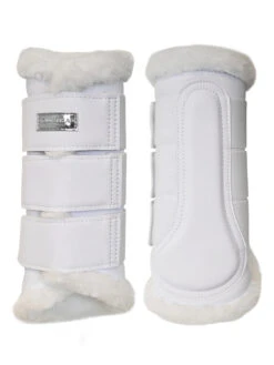 Equestrian Stockholm Fleece Brushing Boots White Silver 5 Equestrian Stockholm Fleece Brushing Boots White Silver -Equestrian Supplies white silver brushing boots benskydd gamaschen beenbeschermers