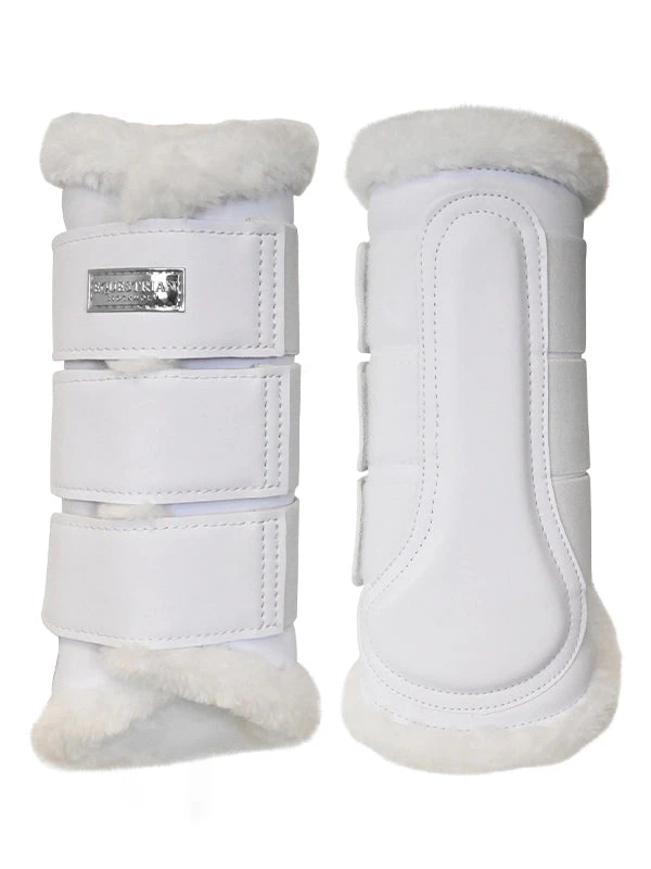 Equestrian Stockholm Fleece Brushing Boots White Silver 3 Equestrian Stockholm Fleece Brushing Boots White Silver - Image 3